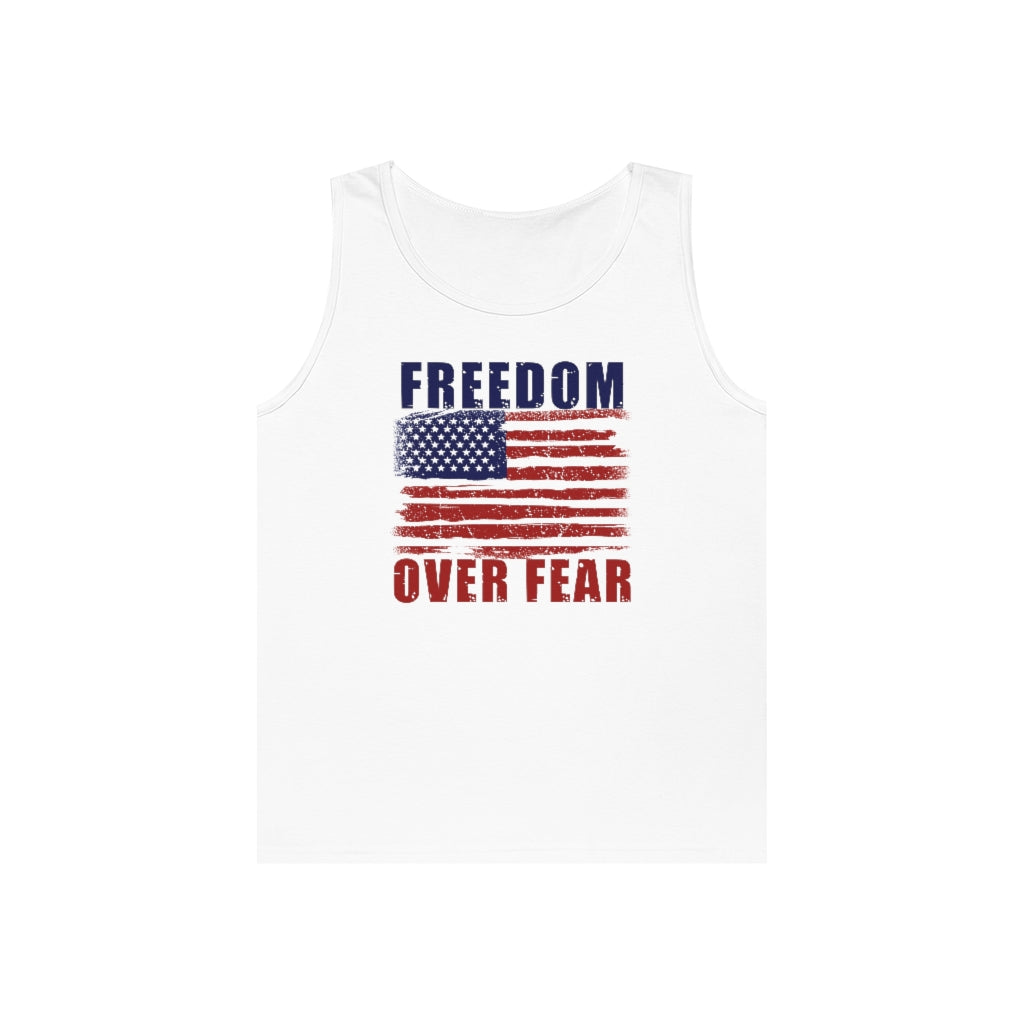 Freedom Over Fear | Men's Heavy Cotton Tank Top - Rise of The New Media