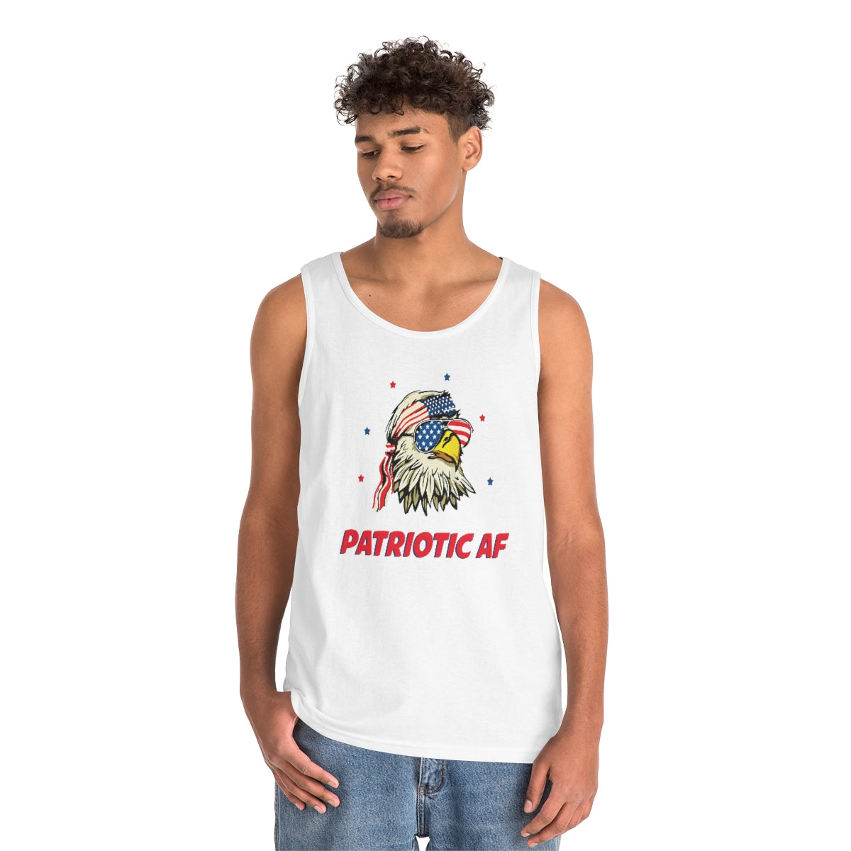 Patriotic AF with American Eagle | Men's Heavy Cotton Tank Top - Rise of The New Media