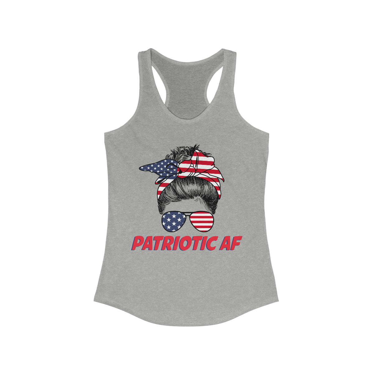 Patriotic AF with USA Mom | Women's Racerback Tank - Rise of The New Media