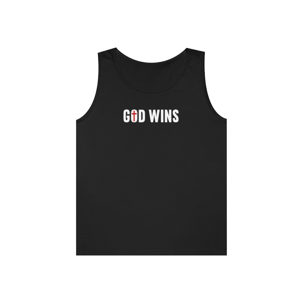 God Wins | Men's Heavy Cotton Tank Top - Rise of The New Media