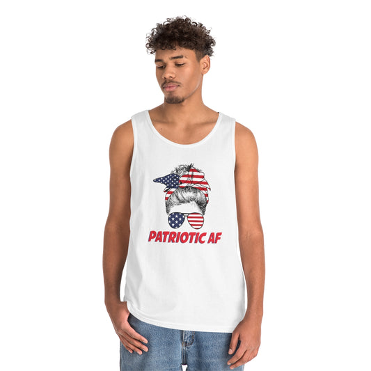 Patriotic AF with USA Mom | Men's Heavy Cotton Tank Top - Rise of The New Media