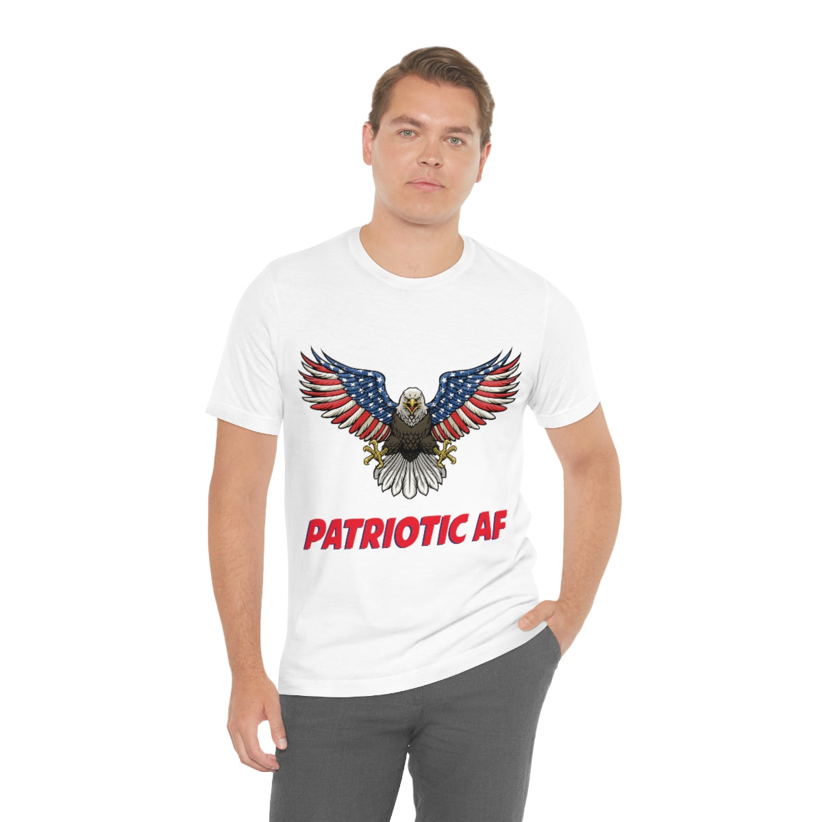 Patriotic AF with American Eagle 2 | Mens/Unisex Short Sleeve T-Shirt - Rise of The New Media