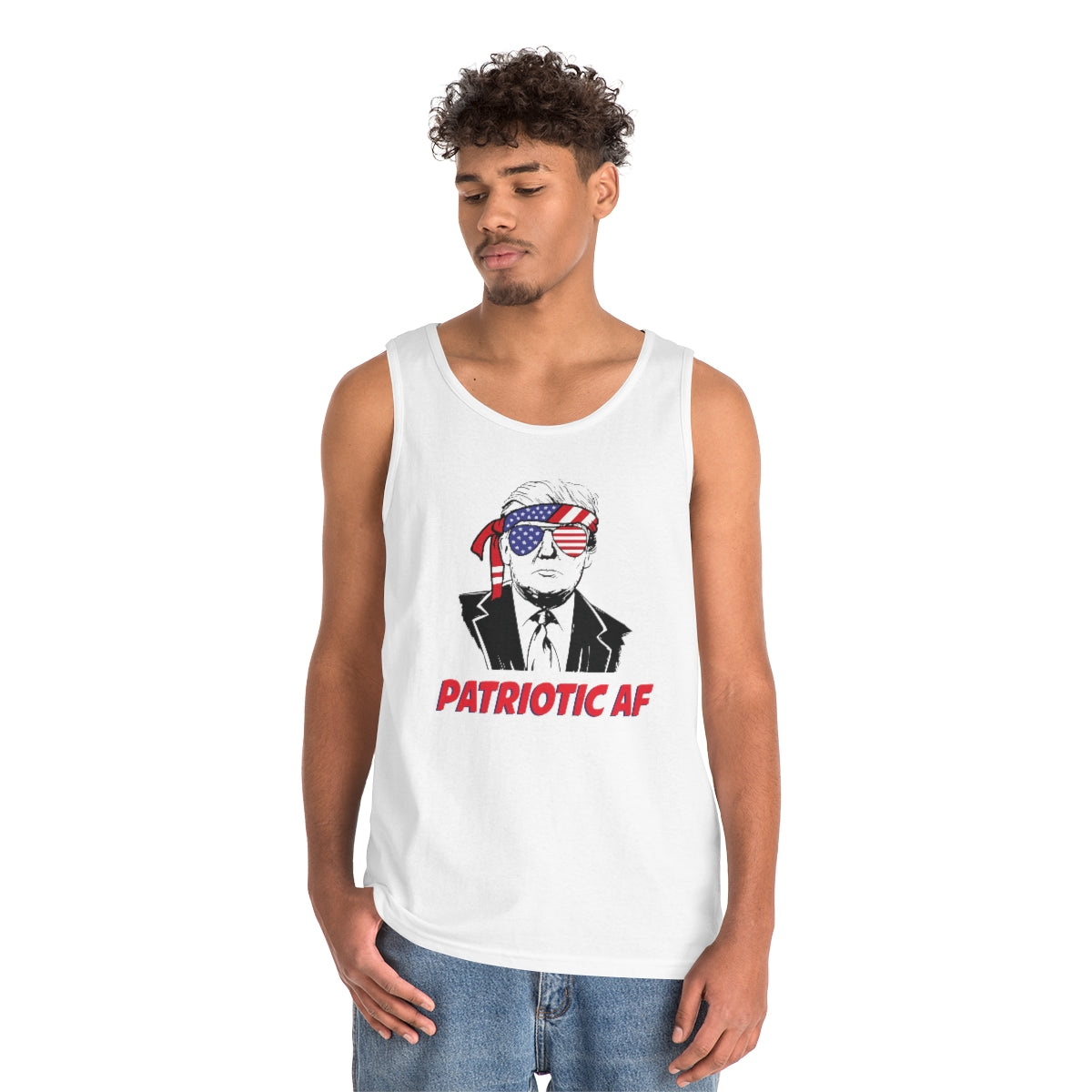 Patriotic AF with Trump | Men's Heavy Cotton Tank Top - Rise of The New Media
