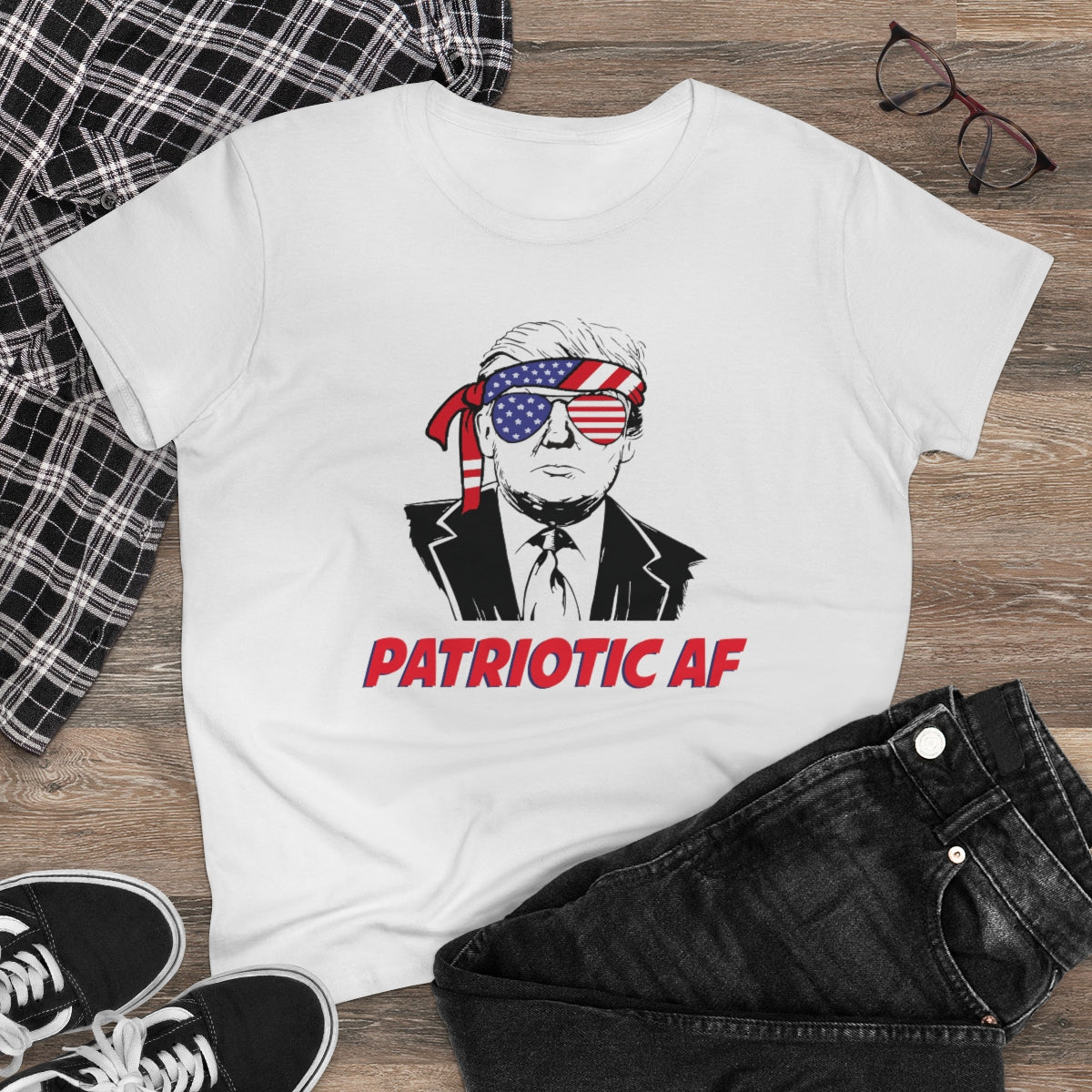 Patriotic AF with Trump | Women's Tee - Rise of The New Media