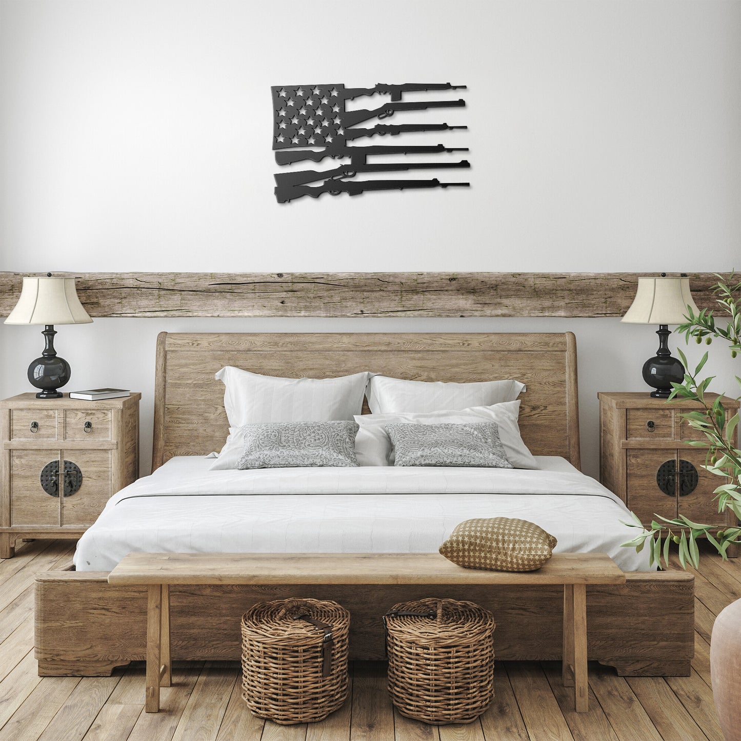 American Flag & Guns Die-Cut Metal Sign - Rise of The New Media