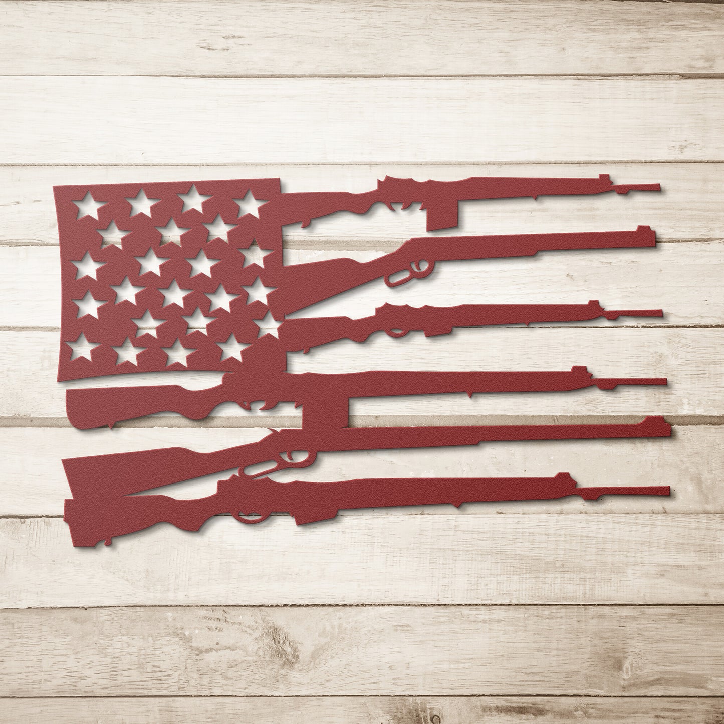 American Flag & Guns Die-Cut Metal Sign - Rise of The New Media