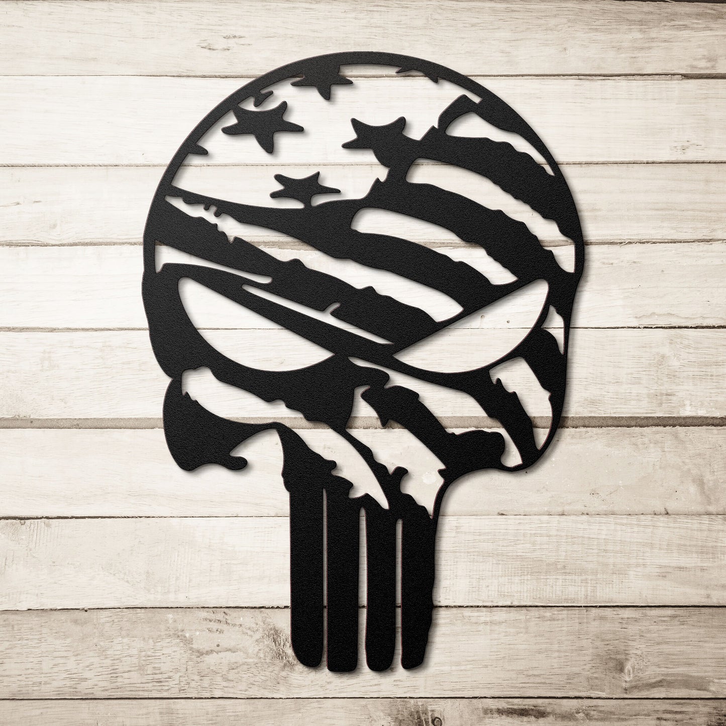 Punisher With Flag Die-Cut Metal Sign - Rise of The New Media