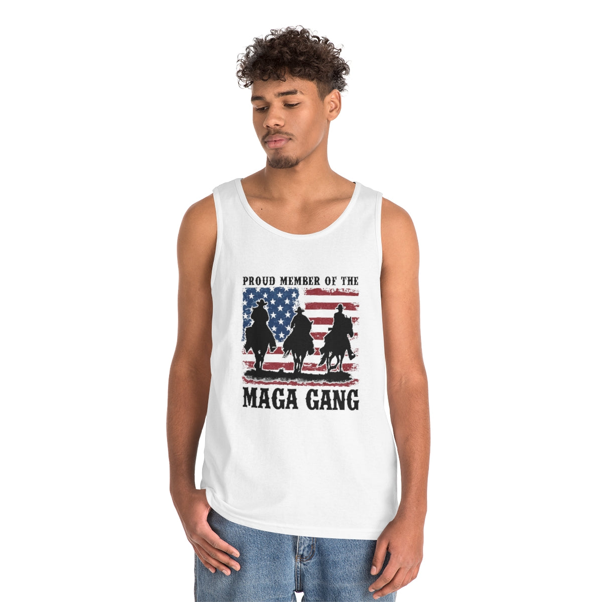 MAGA Gang | Men's Heavy Cotton Tank Top - Rise of The New Media