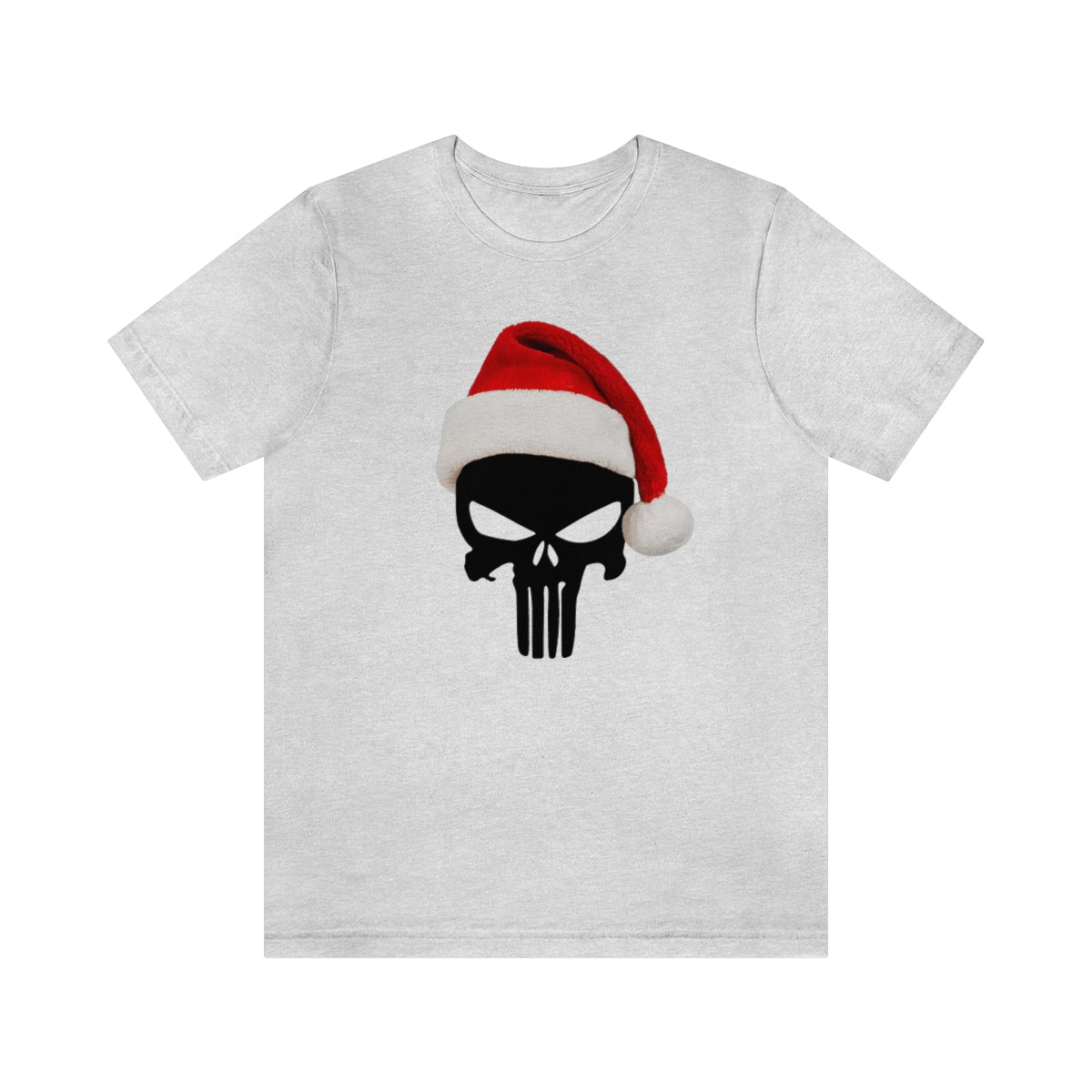 Punisher With Santa Hat | Mens/Unisex Short Sleeve T-Shirt - Rise of The New Media