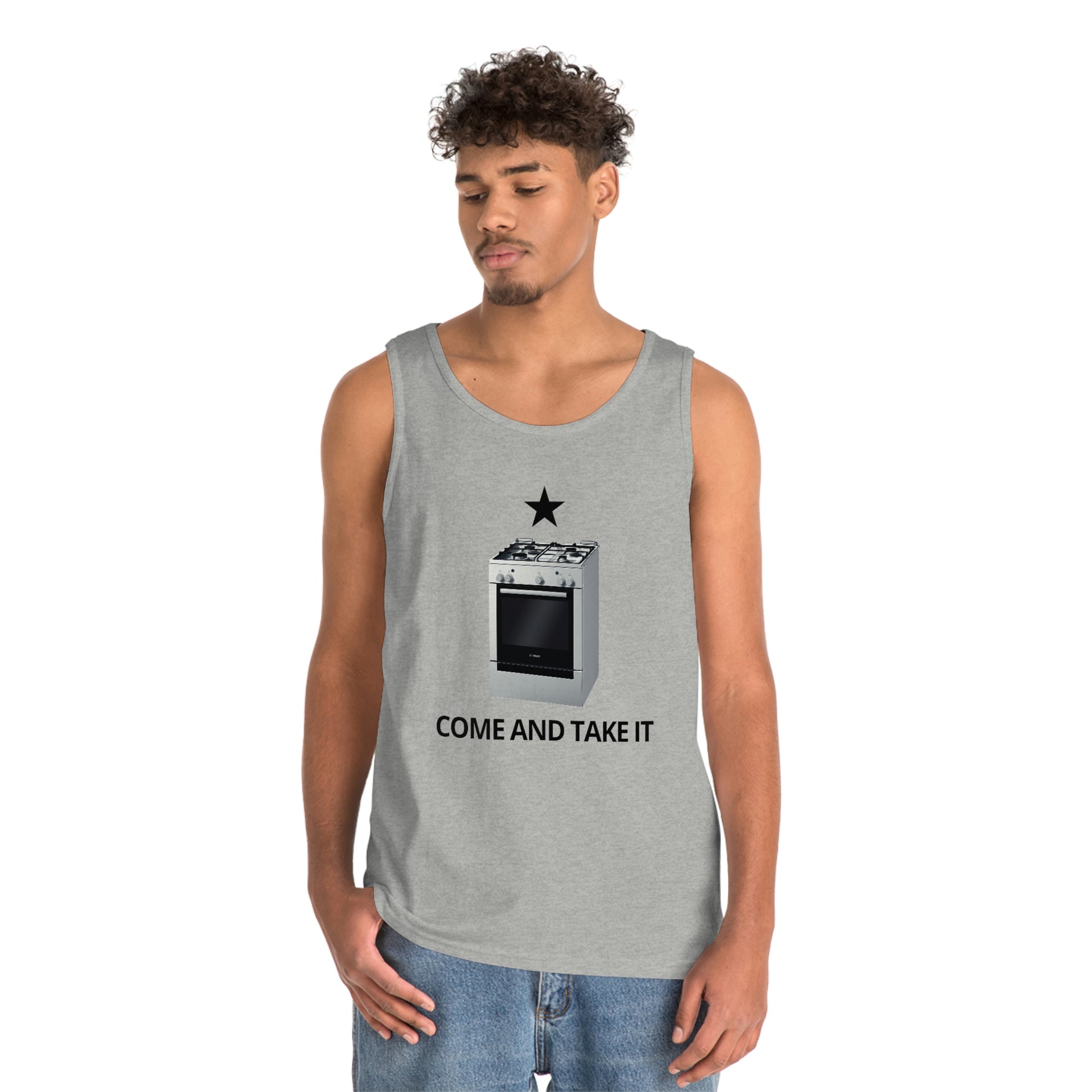 Gas Stove Come And Take It | Men's Heavy Cotton Tank Top - Rise of The New Media