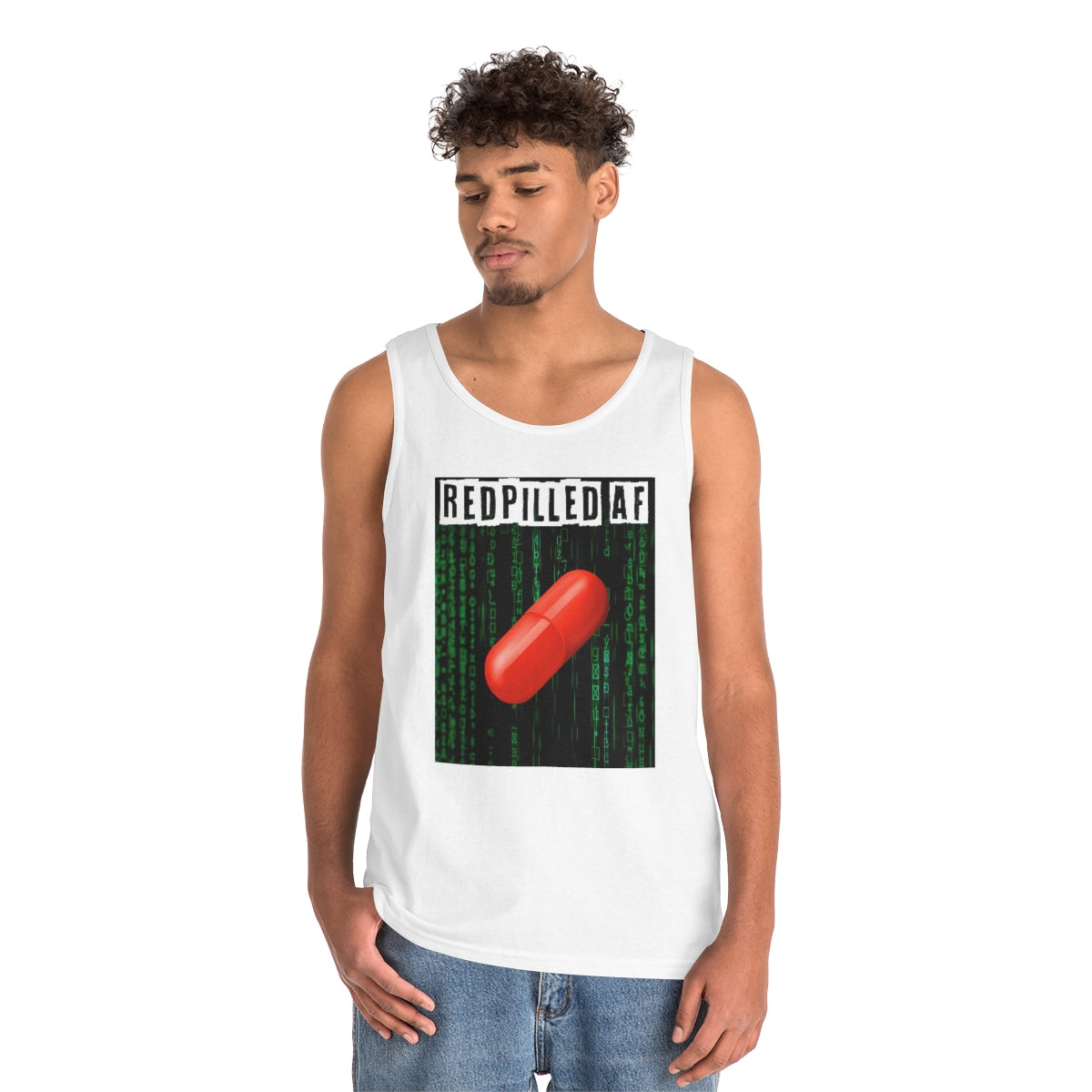 Redpilled AF | Men's Heavy Cotton Tank Top - Rise of The New Media