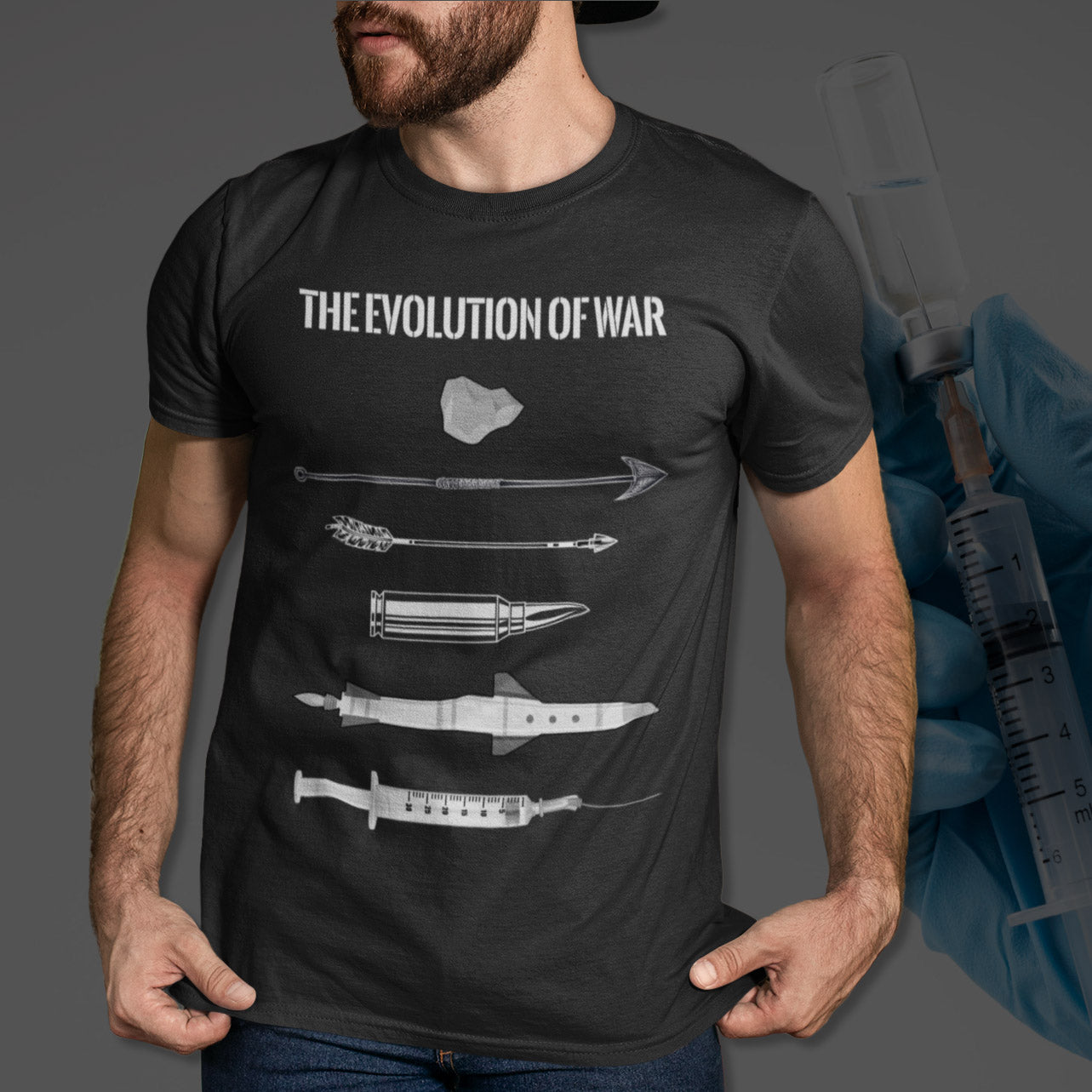 The Evolution of War | Mens/Unisex Short Sleeve T-Shirt - Rise of The New Media