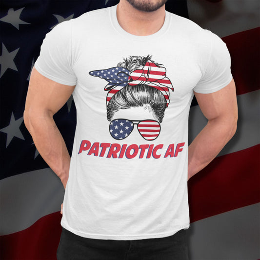 Patriotic AF with USA Mom | Mens/Unisex Short Sleeve T-Shirt - Rise of The New Media